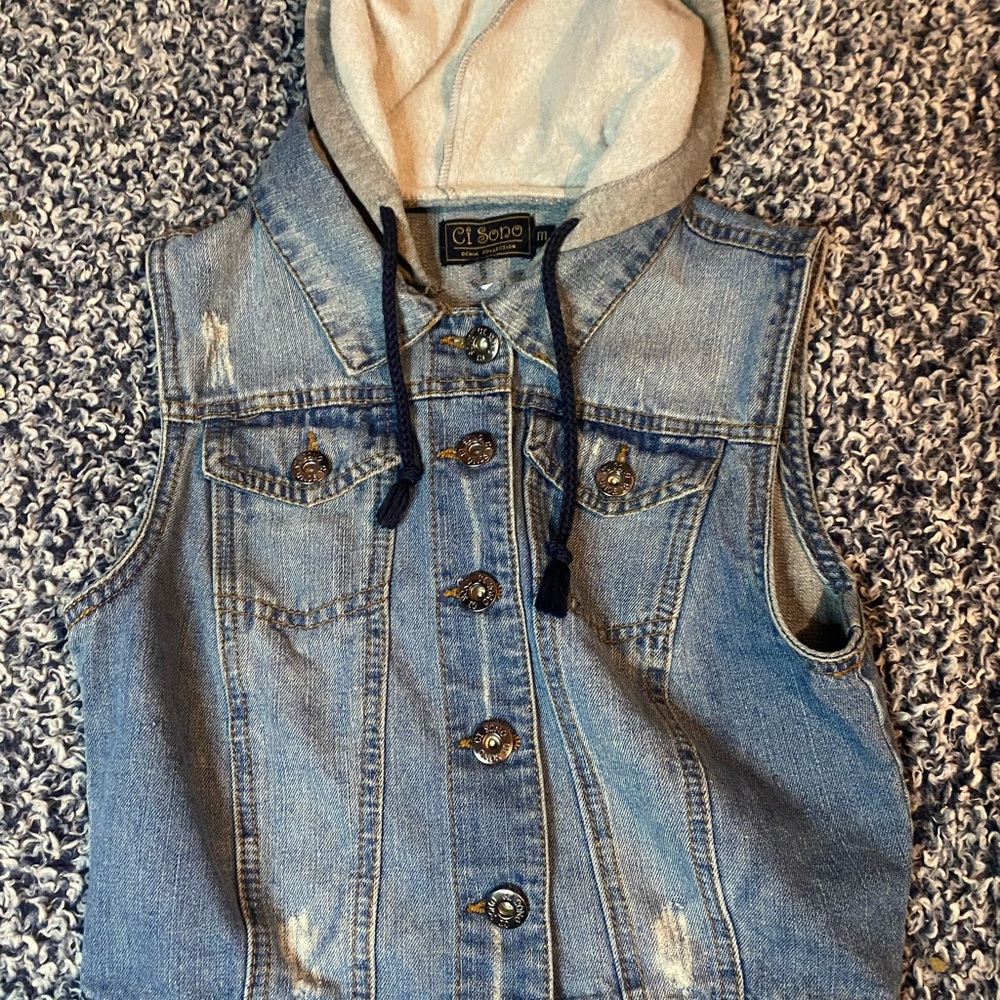 Ci Sono Kids Denim Vest with Hood